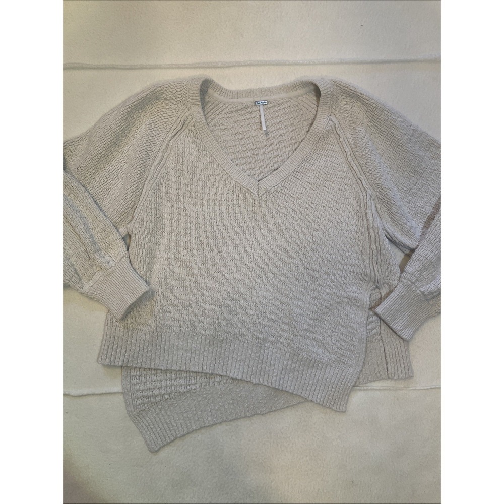 Free People West Coast Knit‎ Sweater Women Size S FP Cream Boho Rustic Comfort